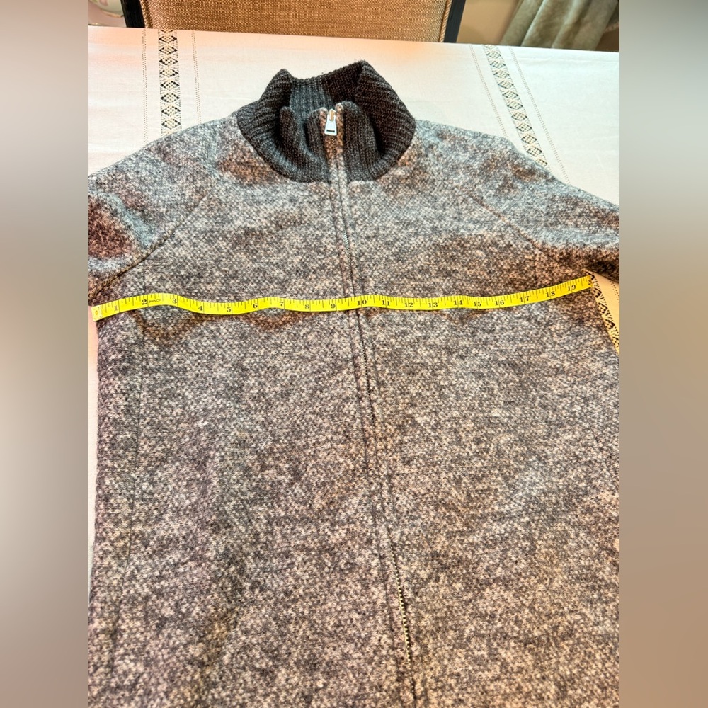 Club Monaco Tweed Wool Gray Marled Zip Up Trim Long Coat Sweater Jacket‎ - Picture 9 of 12